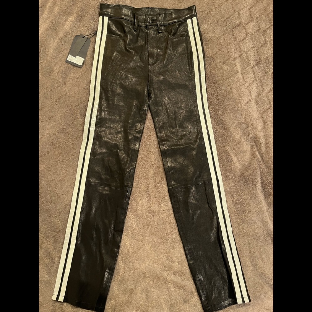 RAG AND BONE Black ankle leather cigarette WITH stripe!